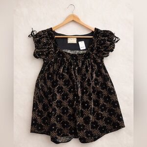 Free People Black Floral Mini Dress